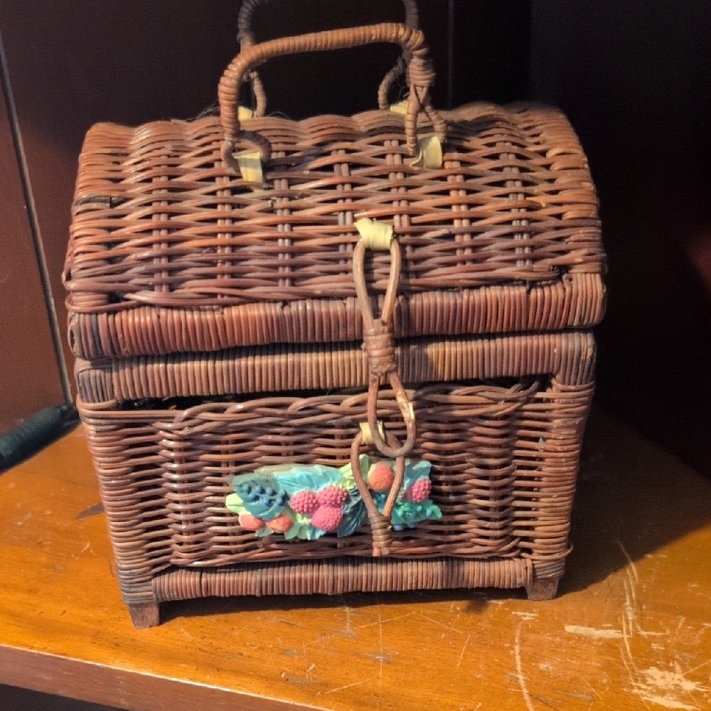 Wicker Basket with Colorful Fish Accent